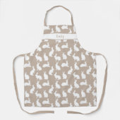 Beige And White Bunny Pattern With Name Easter Schort (Voorkant)