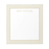 Beige and White Gingham Plaid Personalized Notitieblok (Voorkant)