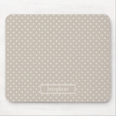 Beige And White Polka Dots Pattern With Name Muismat (Voorkant)