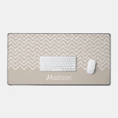 Beige And White Squiggly Chevron Zigzag Pattern (Clavier et souris)