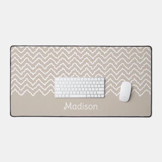 Beige And White Squiggly Chevron Zigzag Pattern (Clavier et souris)