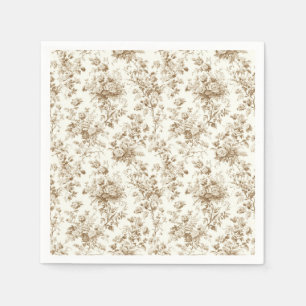 Beige antieke bloemboeket toile papieren servetten