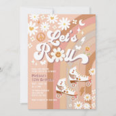 Beige ANY AGE Let's Roll Retro Groovy Verjaardag Kaart (Voorkant)