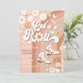 Beige ANY AGE Let's Roll Retro Groovy Verjaardag Kaart (Staand voorkant)