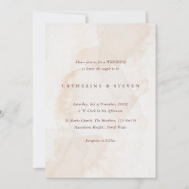 Beige aquarel kust bruiloft kaart