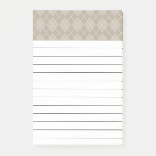 Beige Argyle Post It Notes