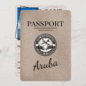 Beige Aruba Passport Bewaar de datum Save The Date (Voorkant / Achterkant)