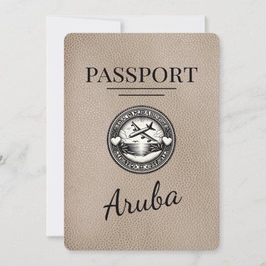 Beige Aruba Passport Bewaar de datum Save The Date (Voorkant)