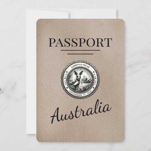 Beige Australia Passport Bewaar de datum Save The Date (Voorkant)
