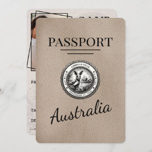 Beige Australia Passport Bewaar de datum Save The Date