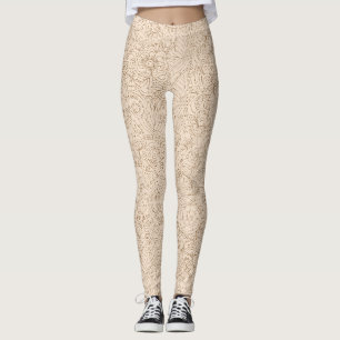 Beige avec dentelle florale Brown Motif Leggings
