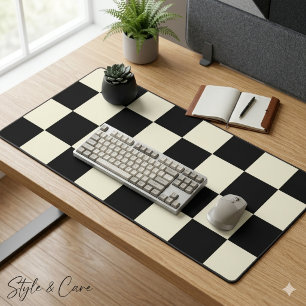 Beige avec motif carré grande taille noir