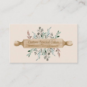 Beige bakkerij Koken Rolling Pin Pastry Chef Visitekaartje
