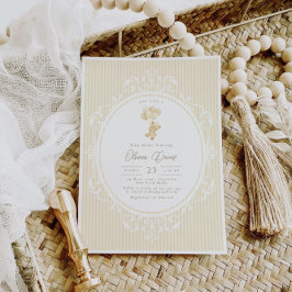 Beige Balloons Teddy Bear Vintage Baby Shower Kaart