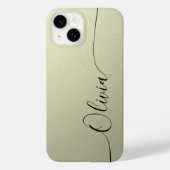 Beige Black Elegant Calligraphy Script Name Case-Mate iPhone Case (Achterkant)
