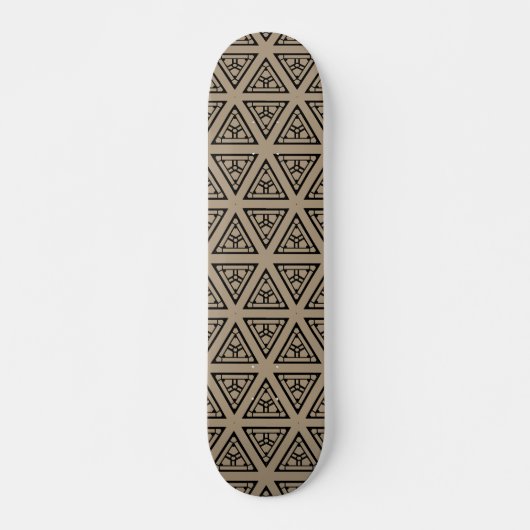 Beige Black Geometrie Pattern Skateboard dek. (Voorkant)
