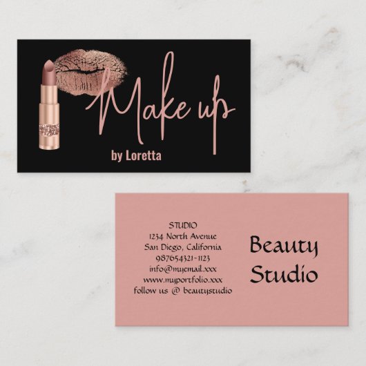 Beige Black make up Visitekaartje (Voorkant / Achterkant)