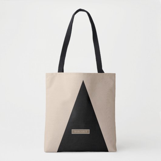 Beige Black Modern Minimal canvas tas (Voorkant)