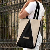 Beige Black Modern Minimal canvas tas