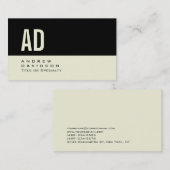 Beige Black Stripe Monogram Stijlvol Visitekaartje (Voorkant / Achterkant)