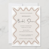 Beige Blanc Bordure nuptiale Invitation (Devant)