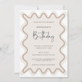 Beige Blanc Bordure nuptiale Invitation (Devant)