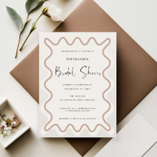 Beige Blanc Bordure nuptiale Invitation