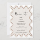 Beige Blanc Frontière Bachelorette Invitation (Devant)