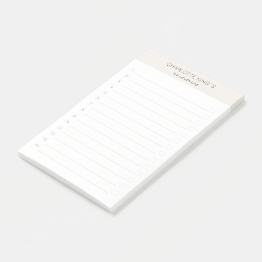 Beige blanc post-it moderne personnalisable Notes (Incliné)