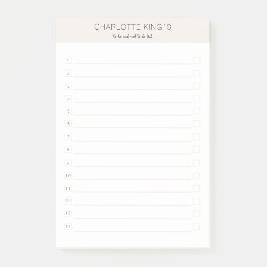 Beige blanc post-it moderne personnalisable Notes (Devant)
