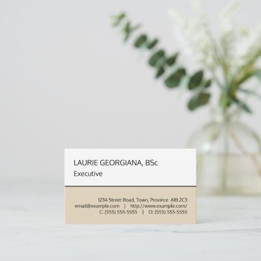 Beige, Blanc, Simple Carte de visite professionnel (Debout devant)