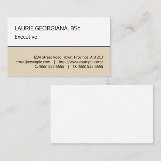 Beige, Blanc, Simple Carte de visite professionnel (Devant / Derrière)