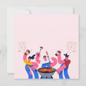 Beige Blau Speelse BBQ-feest Platte Kaart (Achterkant)