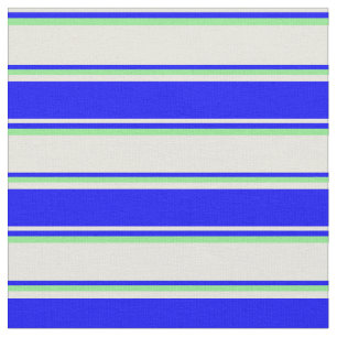 Beige, Blauw en Licht Groene Stripes Stof