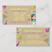 Beige Blauw Roze Huishoudster schoonmaak Janitoria Visitekaartje (Voorkant / Achterkant)