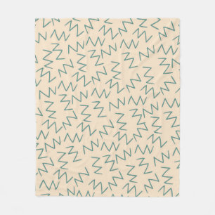Beige Blauw Zig Zag Patroon Fleece Deken