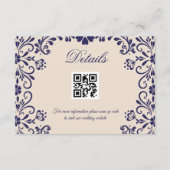 Beige Blauwe Trouw QR-code Details Informatiekaartje (Voorkant)