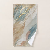 Beige & Blauwe Waterverf Abstract Marmer Bad Handdoek (Handdoek)