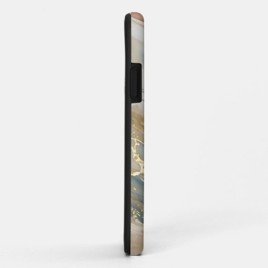 Beige & Blauwe Waterverf Abstract Marmer Case-Mate iPhone Case (Achterkant/rechts)