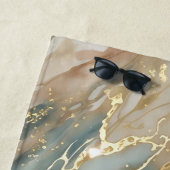 Beige & Blauwe Waterverf Abstract Marmer Strandlaken (In situ)