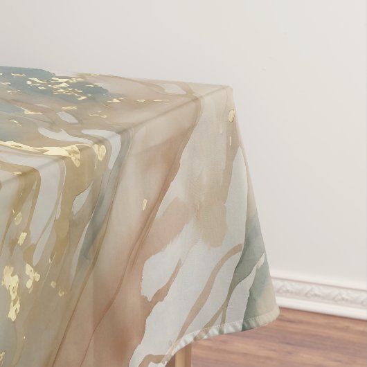 Beige & Blauwe Waterverf Abstract Marmer Tafelkleed (Voorbeeld)