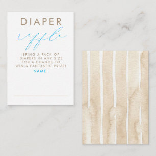 Beige Blauwe Witte Luierraffle Baby Shower Tickets Informatiekaartje
