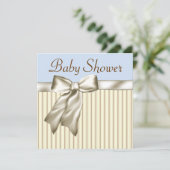 Beige Bleu Brown Baby Douche Invitations (Debout devant)
