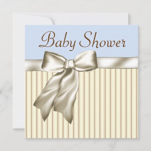 Beige Bleu Brown Baby Douche Invitations (Devant)
