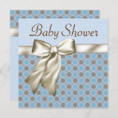 Beige Bleu Brown bébé garçon douche Invitations (Devant / Derrière)