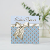 Beige Bleu Brown bébé garçon douche Invitations (Debout devant)