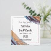 Beige, Bleu, Eggplant Bar Mitzvah Invitation (Debout devant)