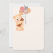 Beige Bleu mignon Ours Baby shower Invitation (Dos)