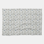 Beige bleu neutre tiges florales serviette de cuis (Horizontal)