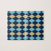 Beige bleu Plaid Jigsaw Puzzle Daisy (Horizontal)